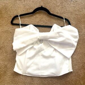 White Bow Crop Top | Tie Front Summer Top Festival Party